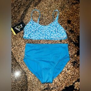 art class Blue Floral Kids Bikini